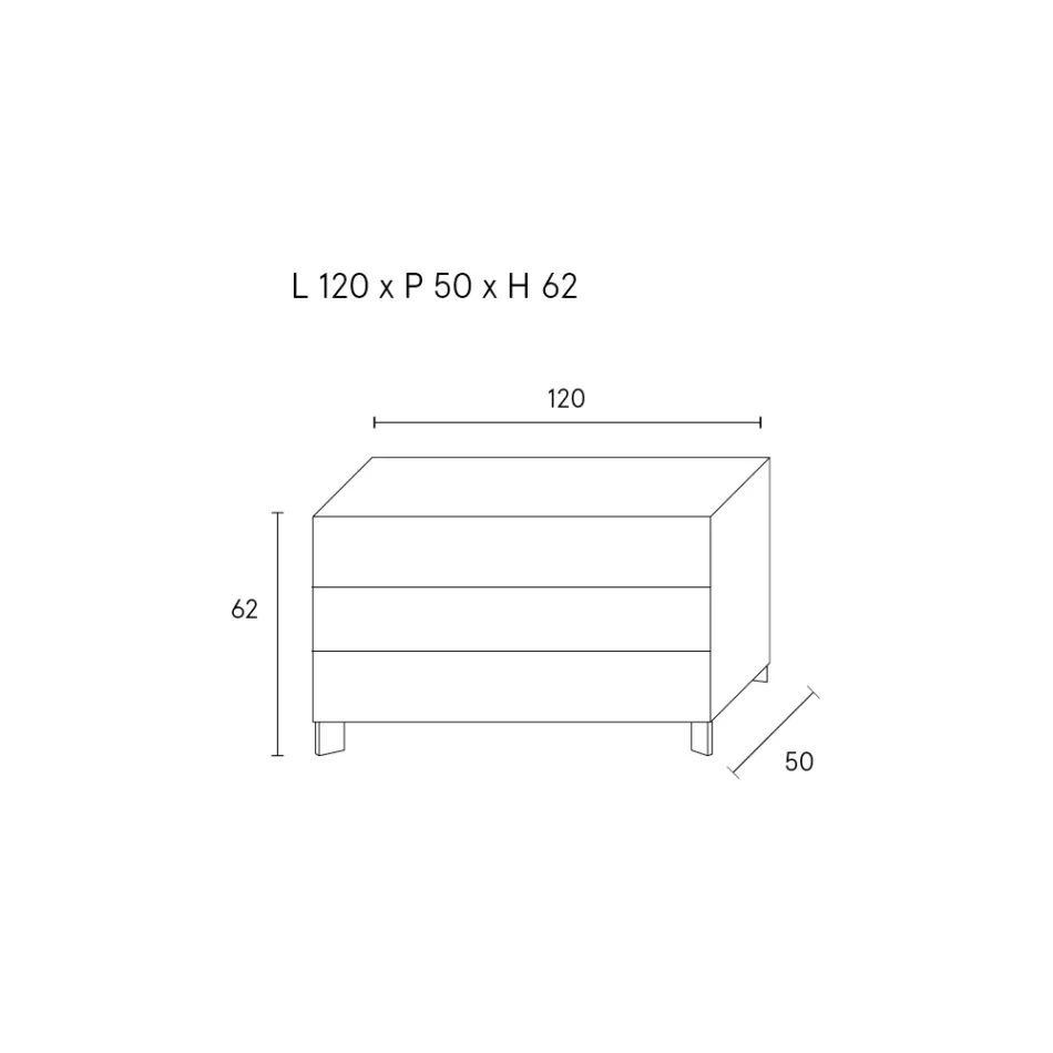 Byrå med 3 lådor i målad träspånskiva - Gemelli Viadurini