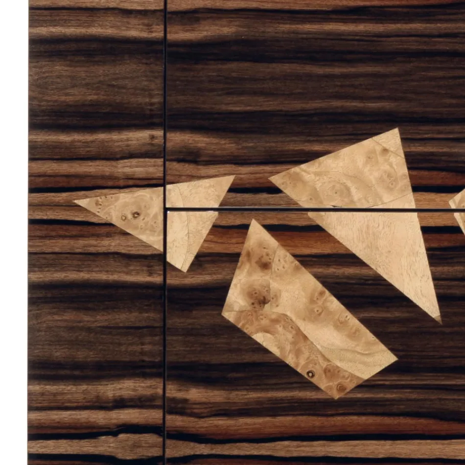 Design ebenholts trä byrå 4Cassetti Grilli Zarafa tillverkad i Italien Viadurini