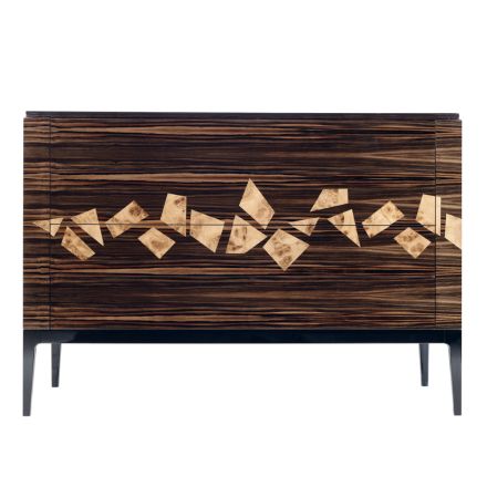 Design ebenholts trä byrå 4Cassetti Grilli Zarafa tillverkad i Italien Viadurini