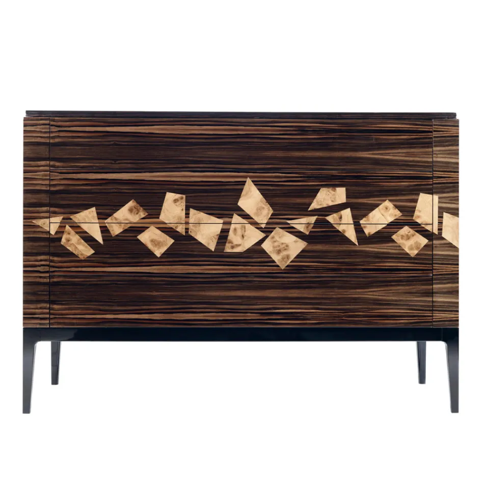 Design ebenholts trä byrå 4Cassetti Grilli Zarafa tillverkad i Italien Viadurini