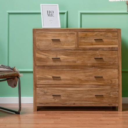 Byrå i massiv teak med 5 lådor - Tang Viadurini