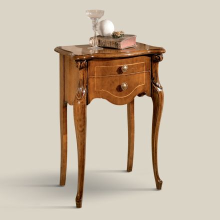 Klassiskt sängbord med 2 lådor i Bassano valnötsträ Tillverkat i Italien - Commodus Viadurini