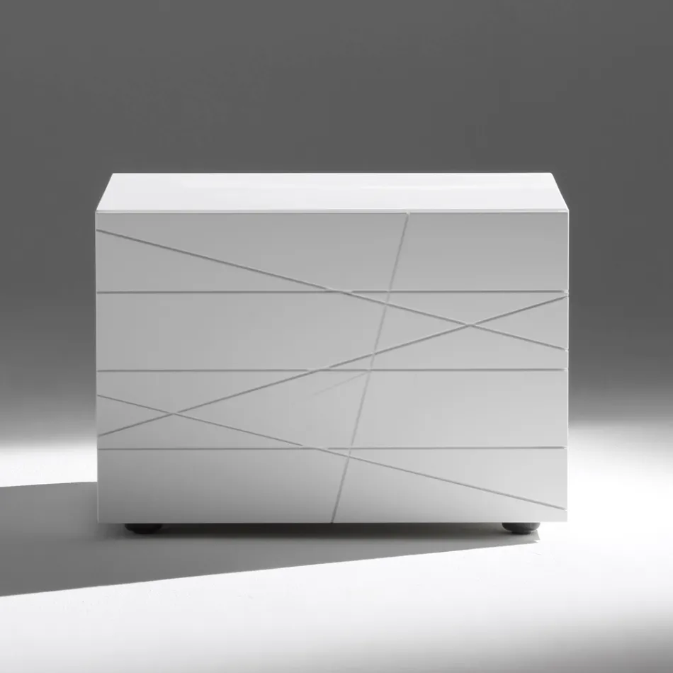 Nattduksbord med 1 låda i målad träspånskiva - Leone Viadurini