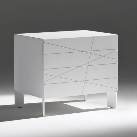 Nattduksbord med 1 låda i målad träspånskiva - Leone Viadurini