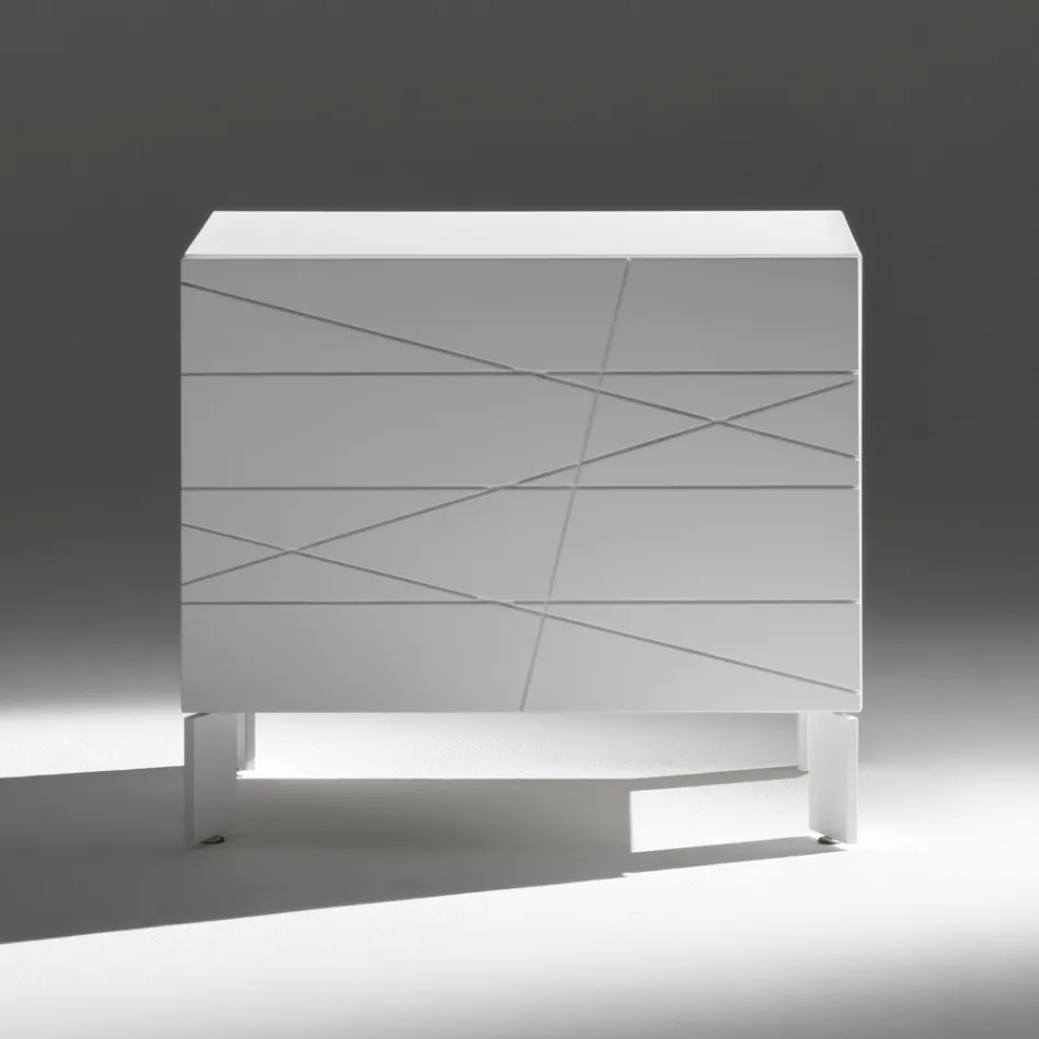 Nattduksbord med 1 låda i målad träspånskiva - Leone Viadurini