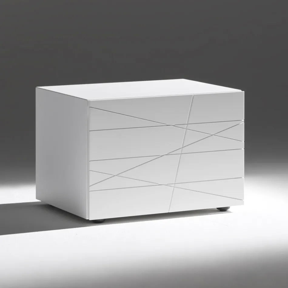 Nattduksbord med 1 låda i målad träspånskiva - Leone Viadurini