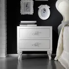 Sängbord med 2 lådor i Pearl White finish Made in Italy - Bacau Viadurini