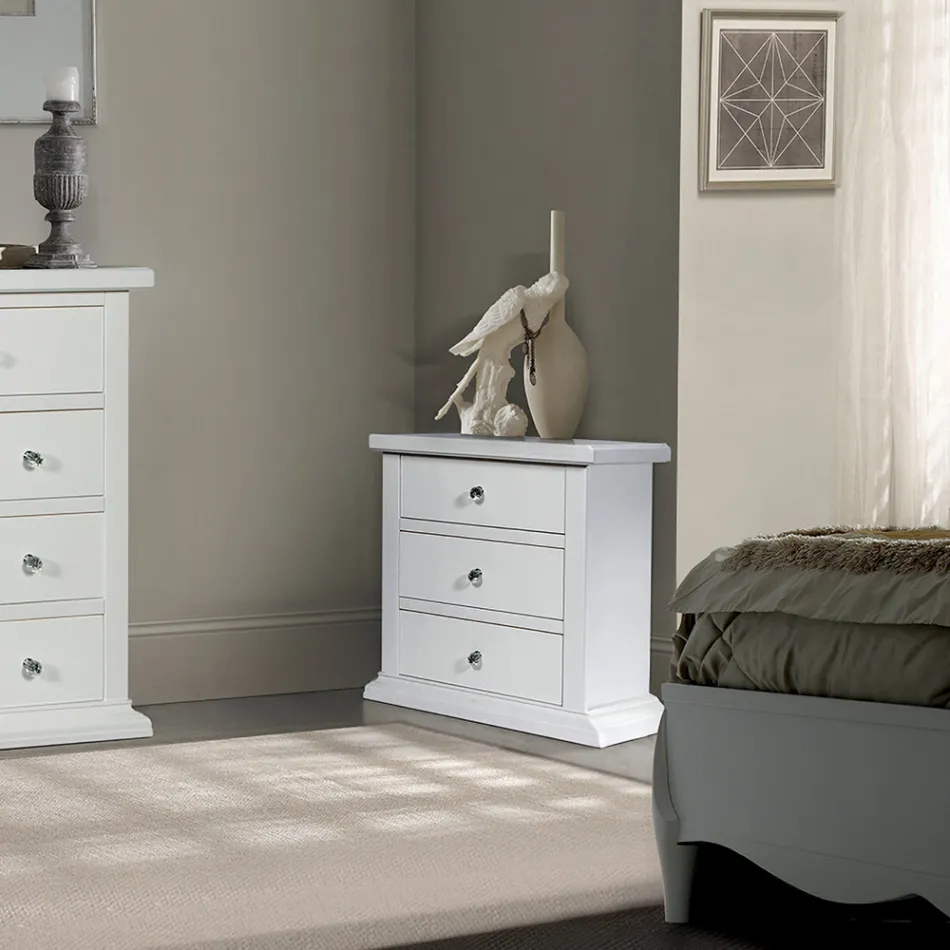 Sängbord med struktur i fanerade träpartiklar Made in Italy - Thor Viadurini