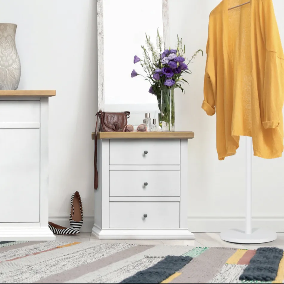 Sängbord med struktur i fanerade träpartiklar Made in Italy - Thor Viadurini