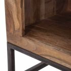 Design sängbord med låda i akacieträ och järn - Dionne Viadurini