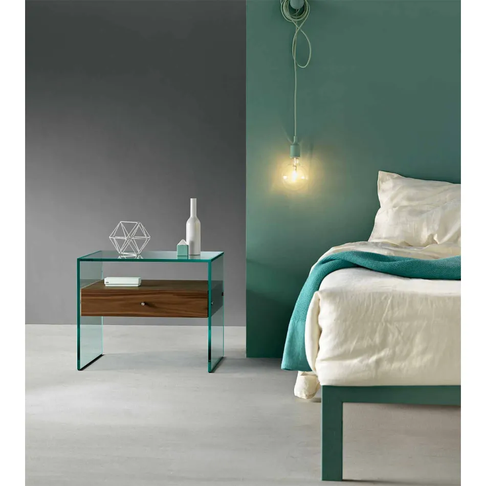 Nattduksbord i modern design i extra klart glas Made in Italy - Secret Viadurini