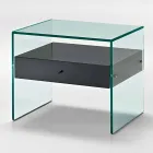 Nattduksbord i modern design i extra klart glas Made in Italy - Secret Viadurini