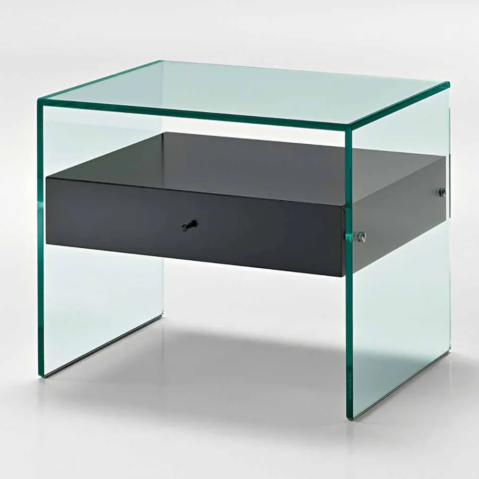 Nattduksbord i modern design i extra klart glas Made in Italy - Secret Viadurini
