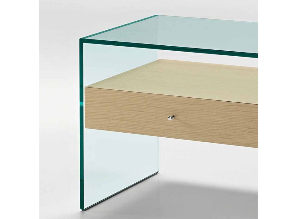 Nattduksbord i modern design i extra klart glas Made in Italy - Secret Viadurini