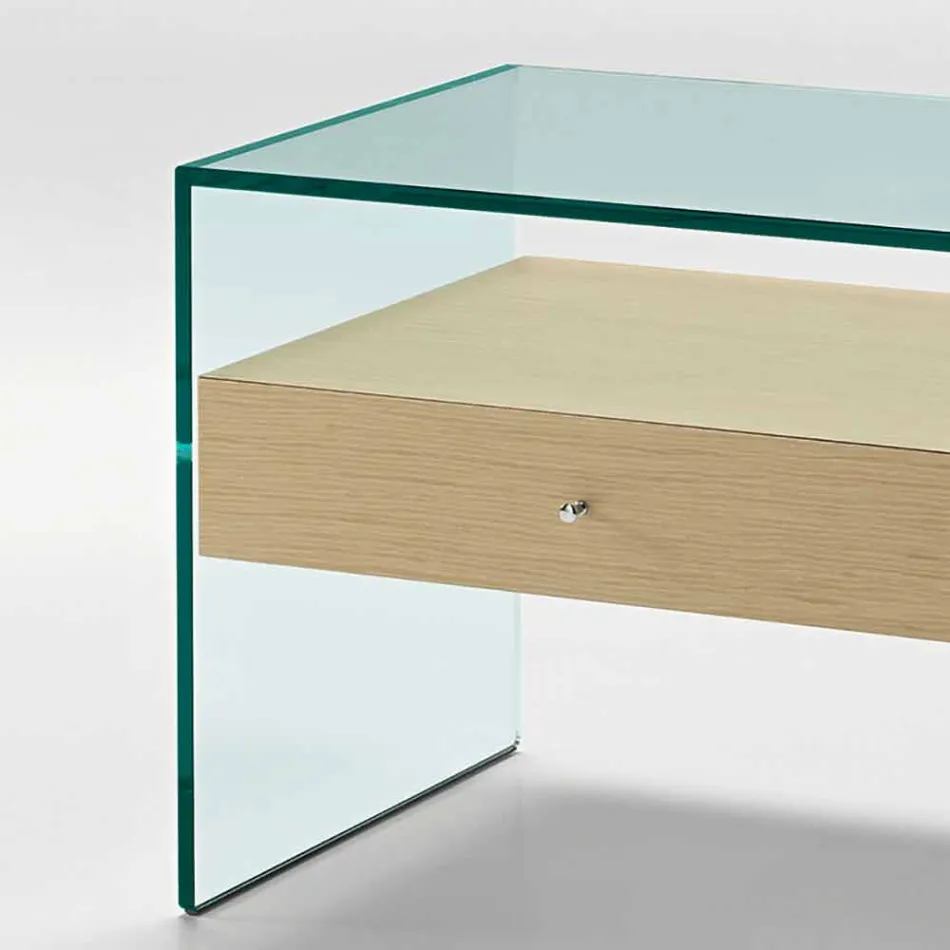 Nattduksbord i modern design i extra klart glas Made in Italy - Secret Viadurini