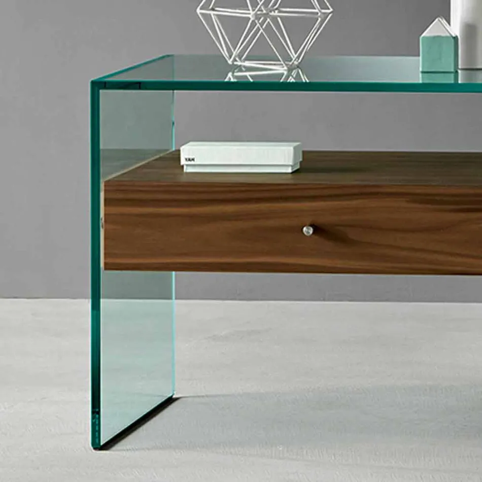 Nattduksbord i modern design i extra klart glas Made in Italy - Secret Viadurini