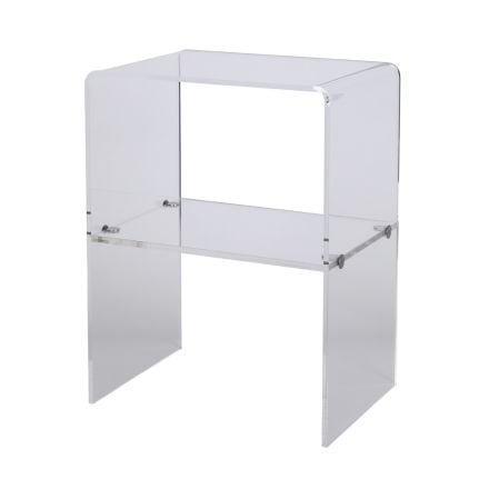 Transparent akrylkristall sängbord med designhylla - Minervo Viadurini