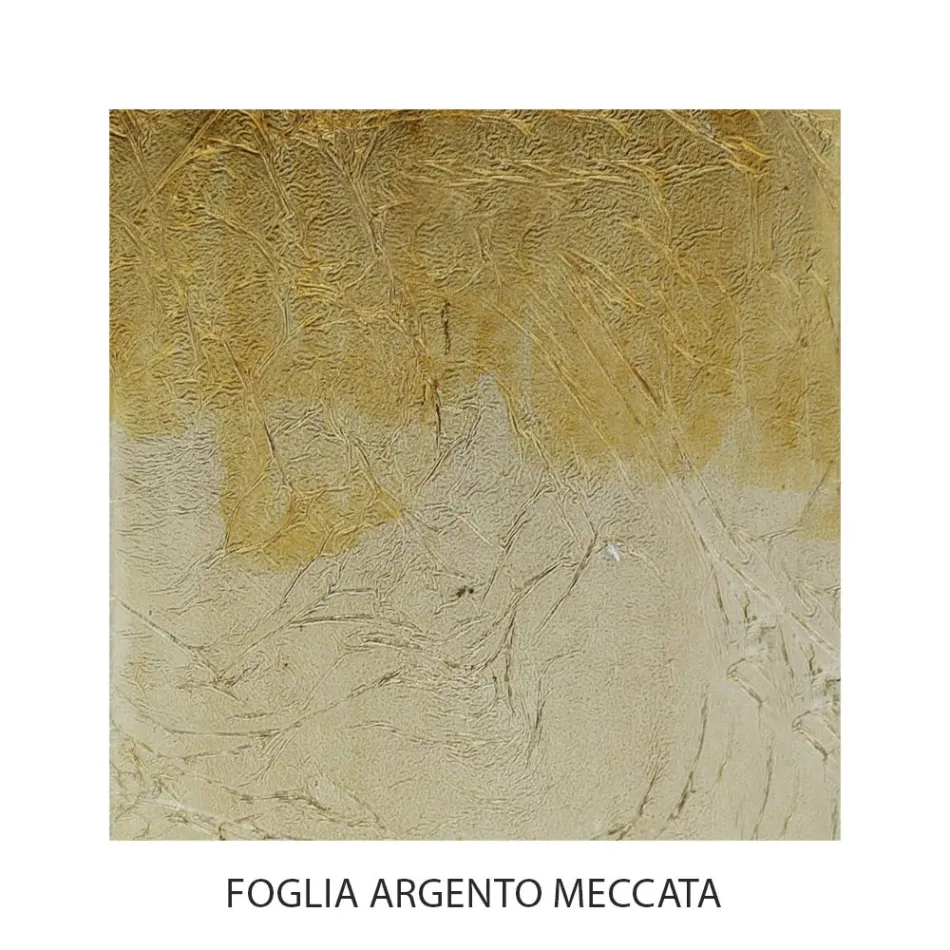 Sängbord i heljärn med Meccata Silver Leaf Finish Tillverkat i Italien - Venedig Viadurini