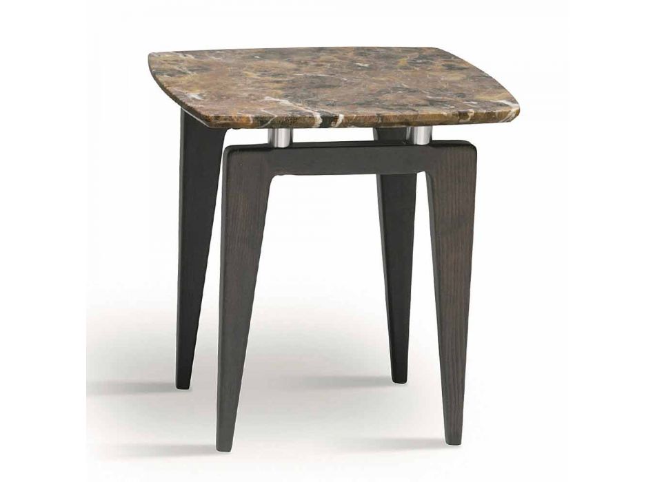 Marmor sängbord med trästruktur, hög kvalitet tillverkad i Italien - höj Viadurini
