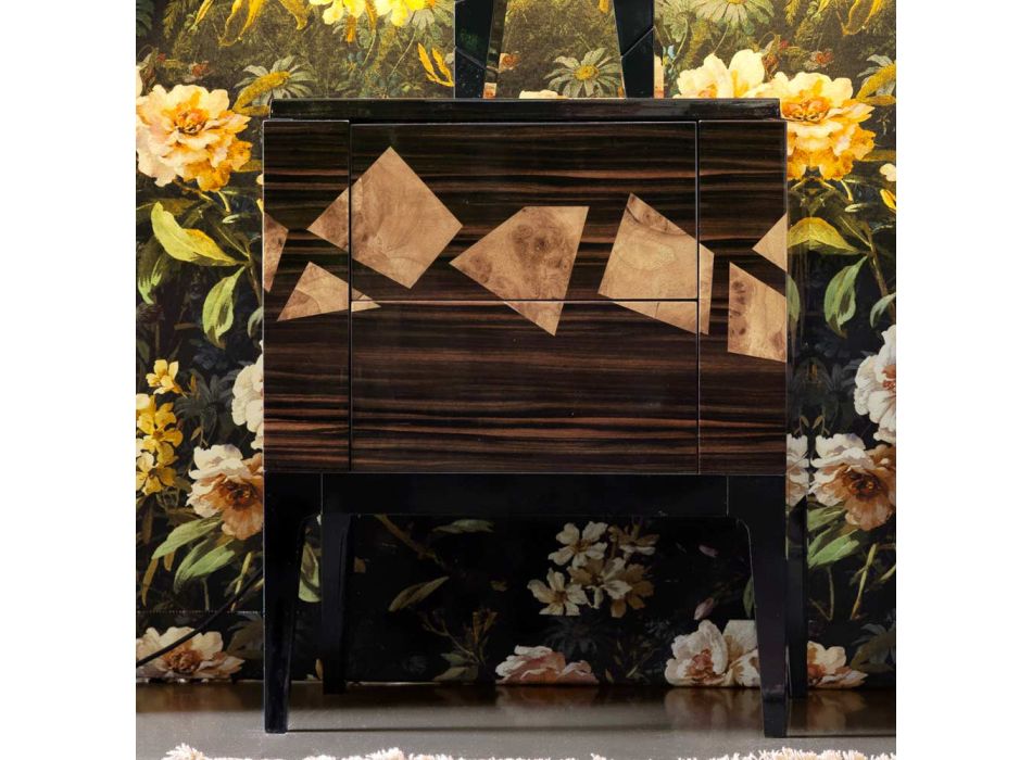 Sängbord i valnöt och ebenholts trä Grilli Zarafa gjord i Italien Viadurini