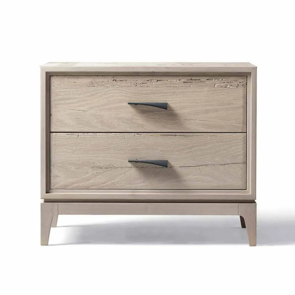 Samtida nattduksbordet 2 lådor antik ek, P L 60 x 42 cm, Margo Viadurini