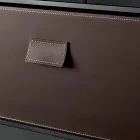 Sängbord i rökt glas med läderlåda 2 mått - Linzy Viadurini