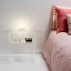 Nattduksbord med transparent LED-ljus lyser beröring Adelia Viadurini