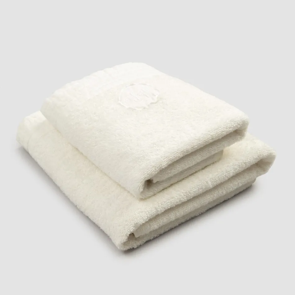 Komplett set med ansiktshandduk och gästhandduk i frotté- och linneblandning - Kilim Viadurini