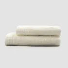 Komplett set med ansiktshandduk och gästhandduk i frotté- och linneblandning - Kilim Viadurini