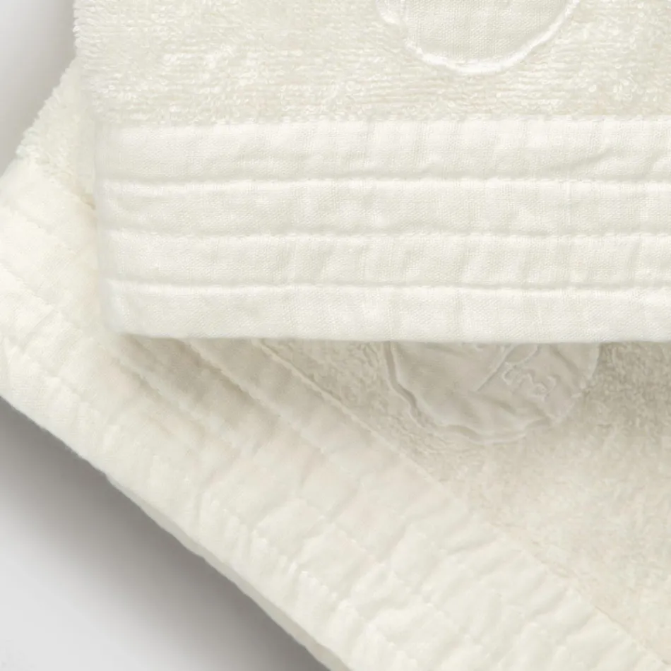 Komplett set med ansiktshandduk och gästhandduk i frotté- och linneblandning - Kilim Viadurini