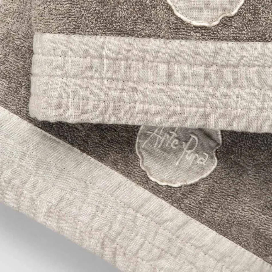 Komplett set med ansiktshandduk och gästhandduk i frotté- och linneblandning - Kilim Viadurini