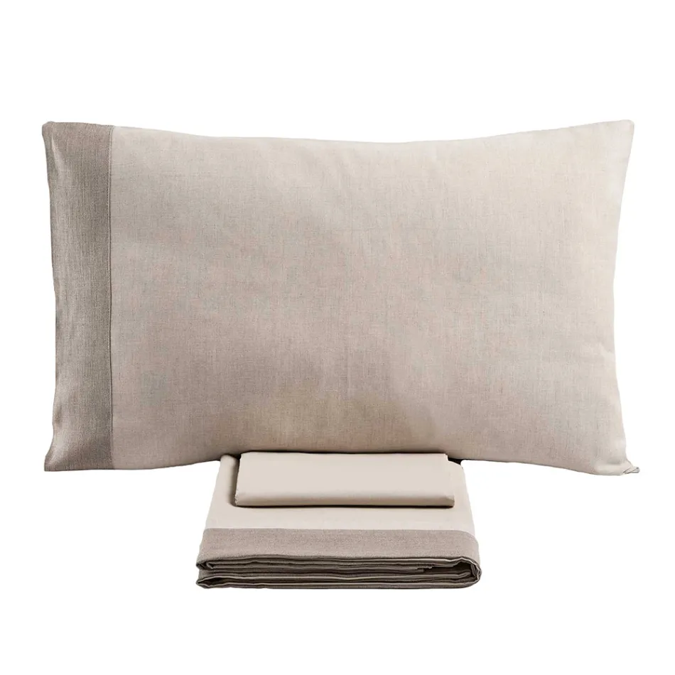 Dubbelsäng i 90 % bomull och 10 % linne Made in Italy - Nestlé Viadurini