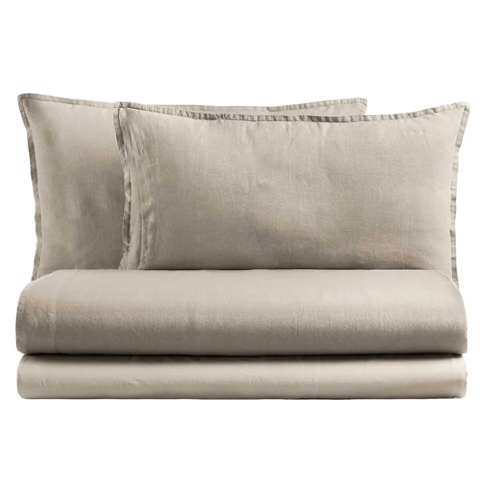 Dubbelsäng komplett i ren bomull Garment Dyed and Shaded - Delikatess Viadurini