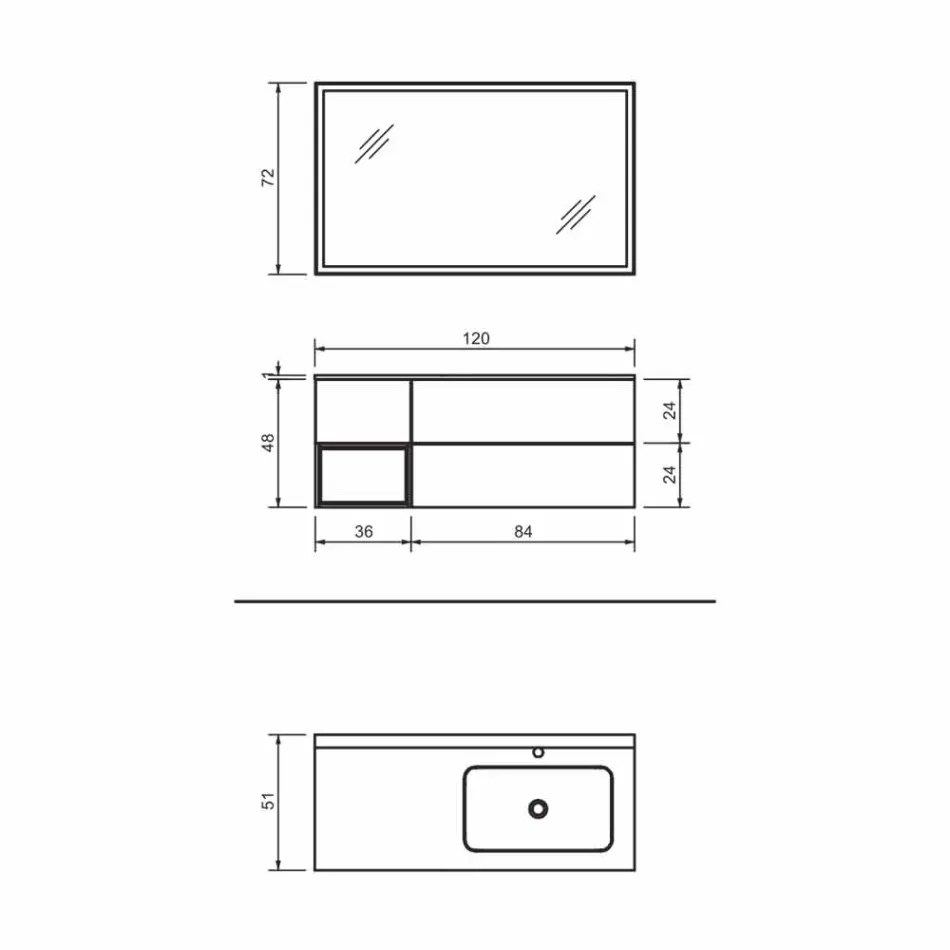 Sammansättning 2 upphängda badrumsmöbler i platina lackerad Mdf, lyx - Renga Viadurini