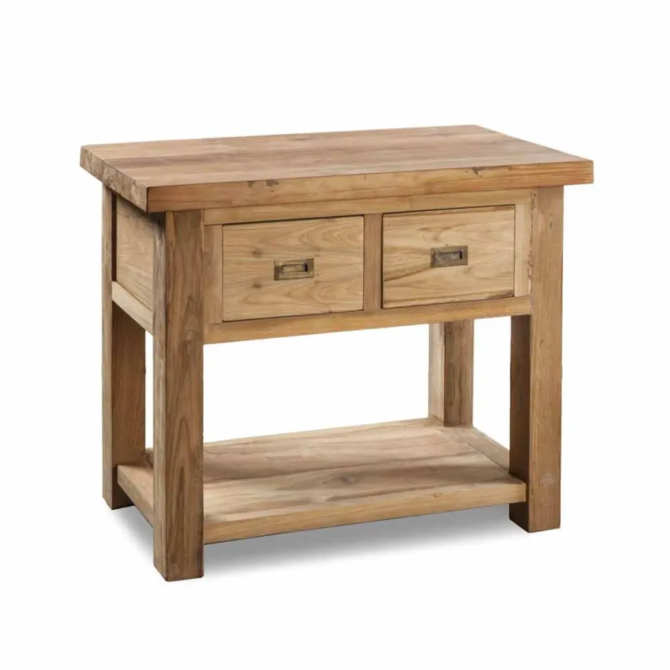 Sammansättning 3 badrumsmöbler i teak med tvättställ med harts - Essence Viadurini