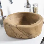 Komposition 3 badrumsmöbler i teak och Hi Macs® - Talk Viadurini