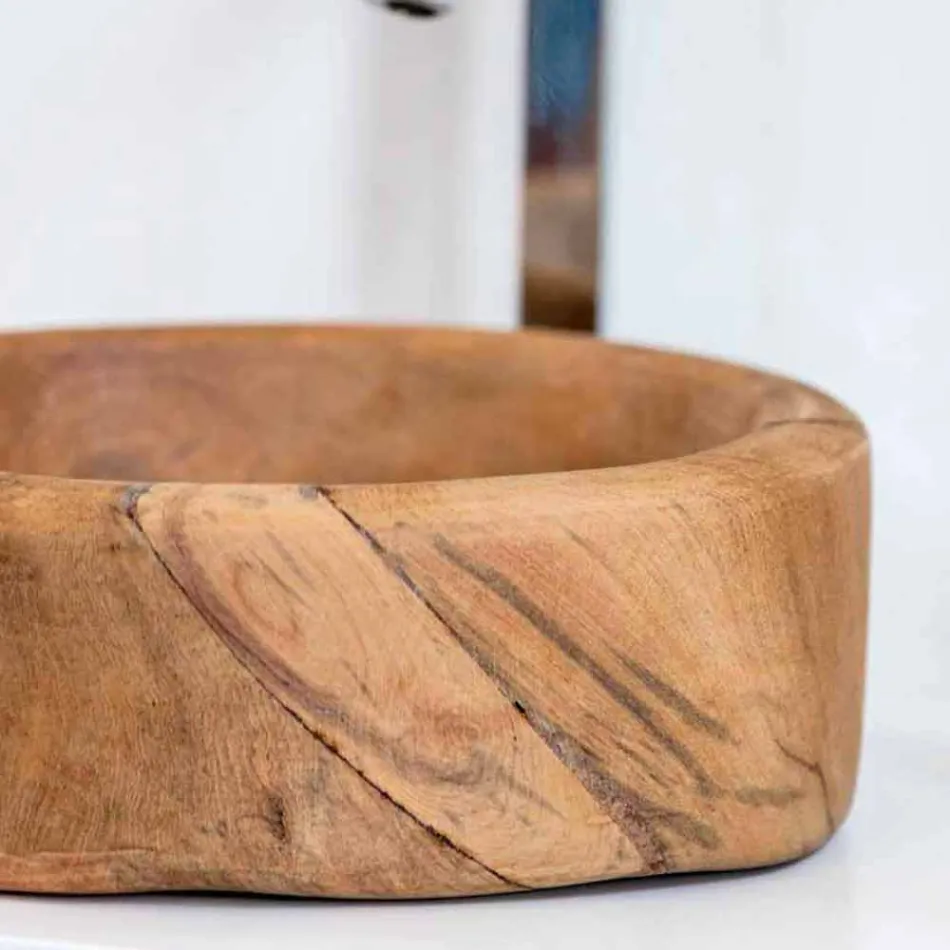 Komposition 3 badrumsmöbler i teak och Hi Macs® - Talk Viadurini