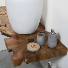 Sammansättning 3 Hängande badrumsmöbler med tvättställ med vitt harts - Bländare Viadurini