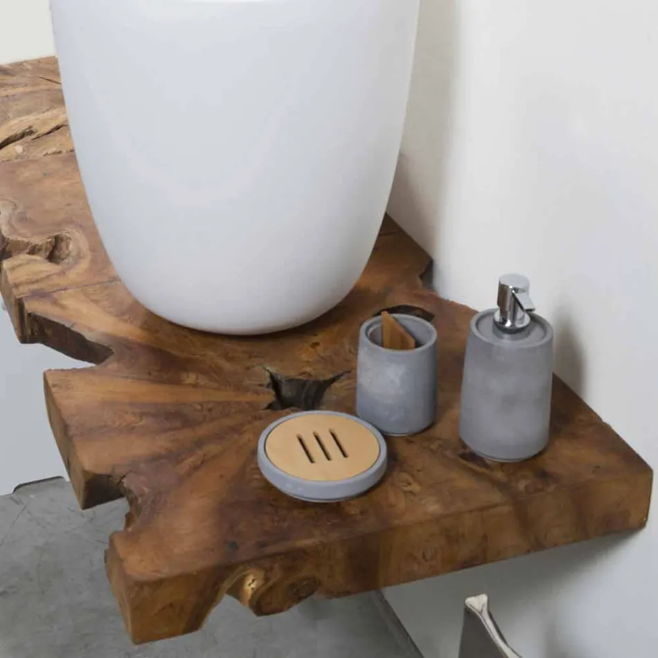 Sammansättning 3 Hängande badrumsmöbler med tvättställ med vitt harts - Bländare Viadurini