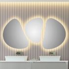 Komposition 3 väggspeglar med LED-belysning Tillverkad i Italien - Fagiolao Viadurini