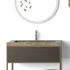Komposition 5 Fristående badrumsmöbler i metall, Ecolegno och lyxstengods - Cizco Viadurini