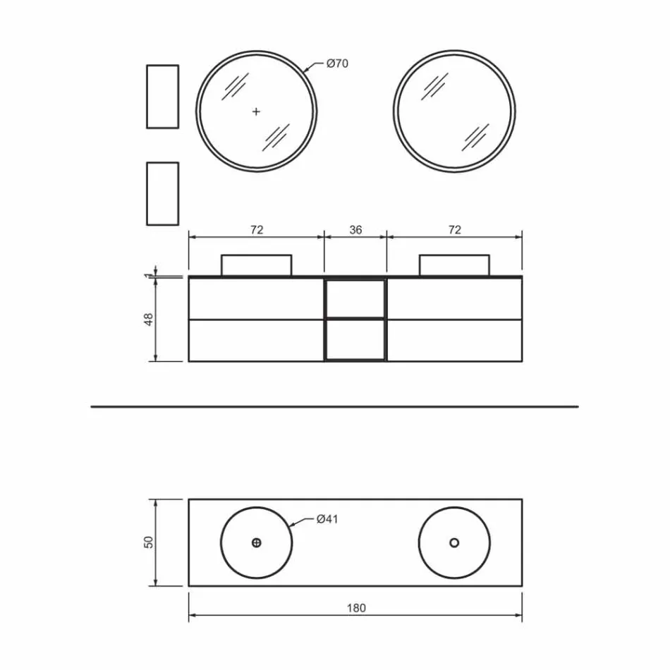Sammansättning 5 Upphängda badrumsmöbler med dubbelt handfat Tillverkad i Italien - Renga Viadurini