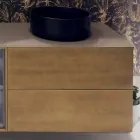 Sammansättning 5 Upphängda badrumsmöbler i trä och kristall Tillverkad i Italien - Renga Viadurini