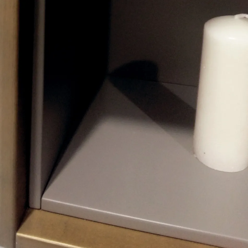 Sammansättning 5 Upphängda badrumsmöbler i trä och kristall Tillverkad i Italien - Renga Viadurini