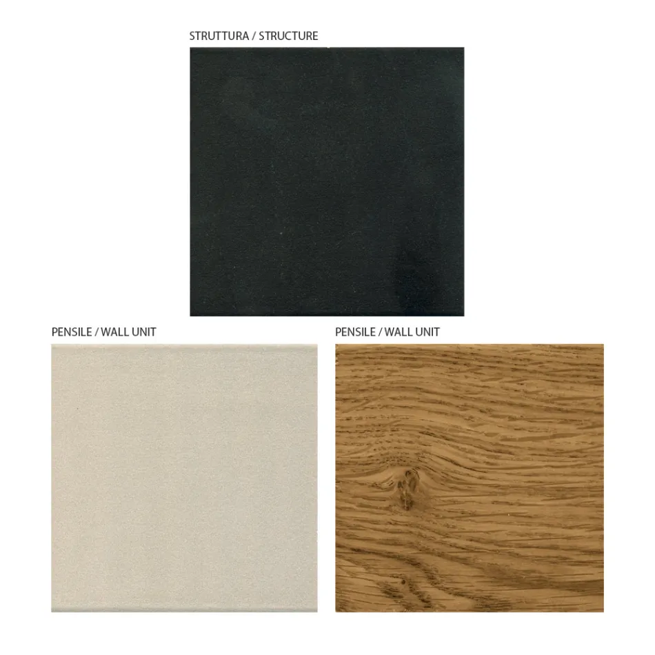 Väggkomposition i Mdf och ekpläterad blockboard Made in Italy - Marit Viadurini