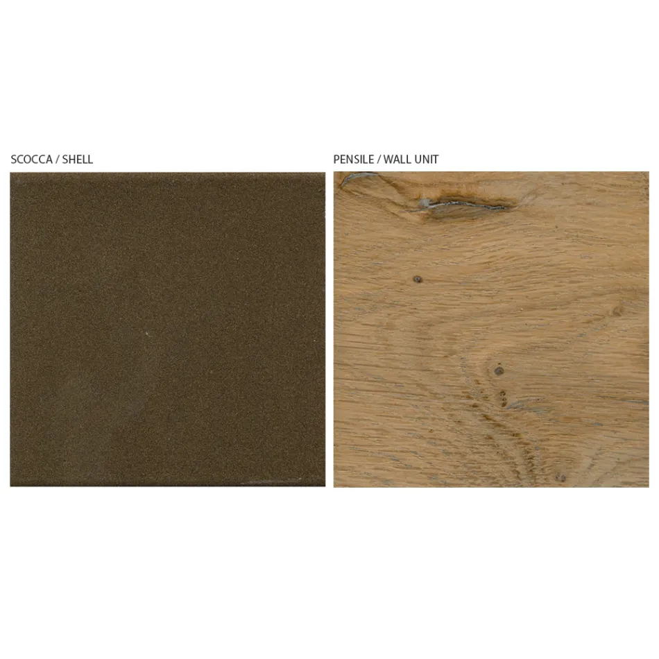 Modern väggkomposition i nordisk knuten ek och järnfinish - Iselin Viadurini