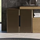 Modern väggkomposition i nordisk knuten ek och järnfinish - Siri Viadurini