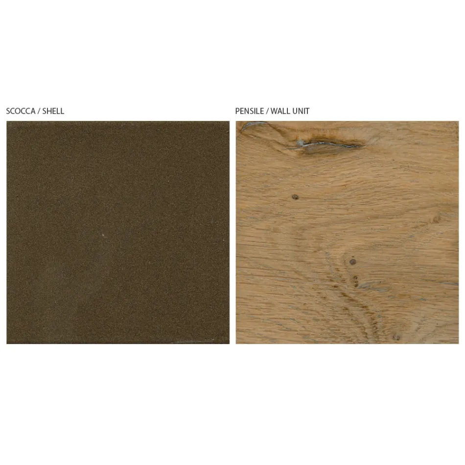 Modern väggkomposition i nordisk knuten ek och järnfinish - Siri Viadurini