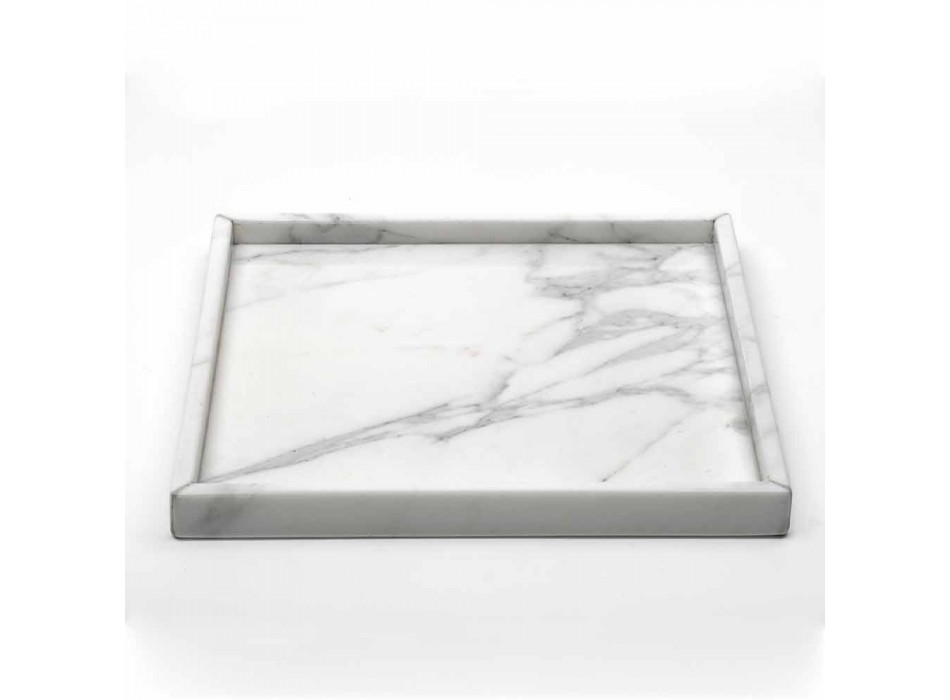 Komposition Badrumstillbehör i vit Carrara Marble Tillverkad i Italien - Tuono Viadurini