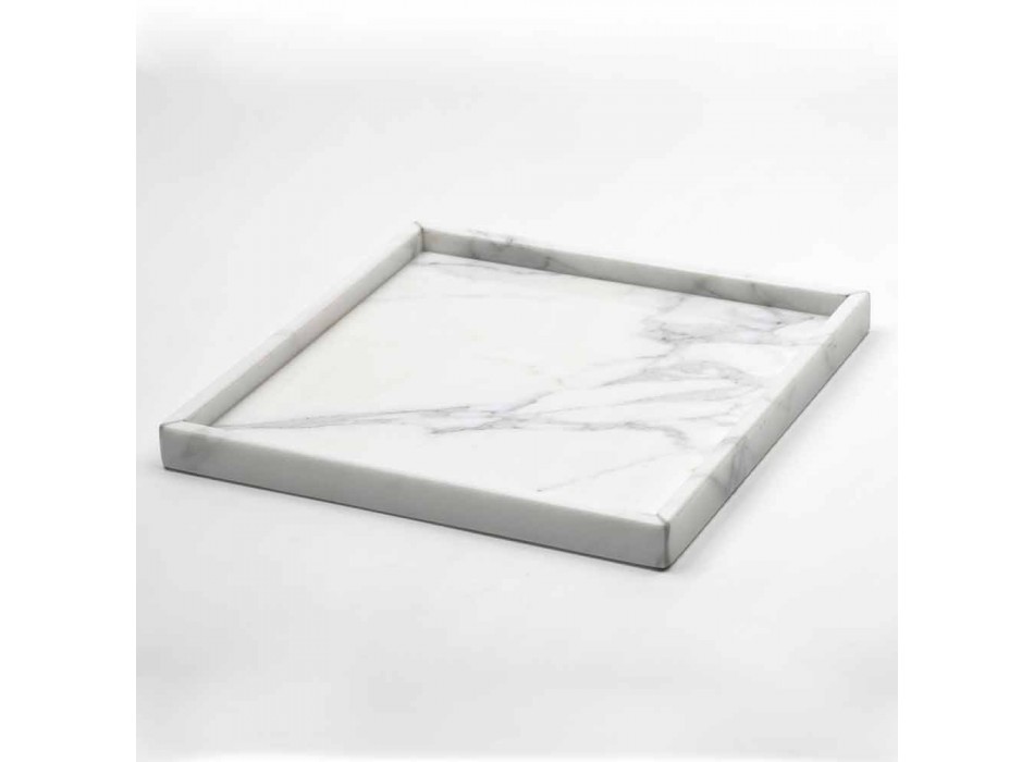 Komposition Badrumstillbehör i vit Carrara Marble Tillverkad i Italien - Tuono Viadurini